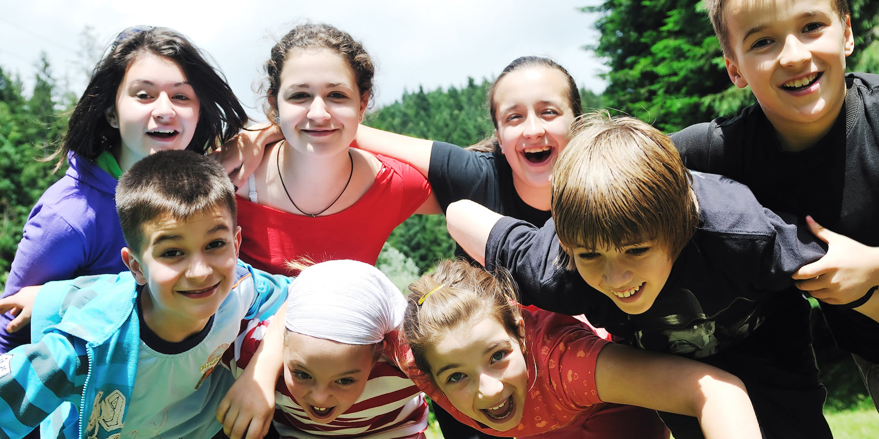 group of happy kids Kids having fun at summer camp