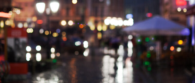 Blurry wet cityscape